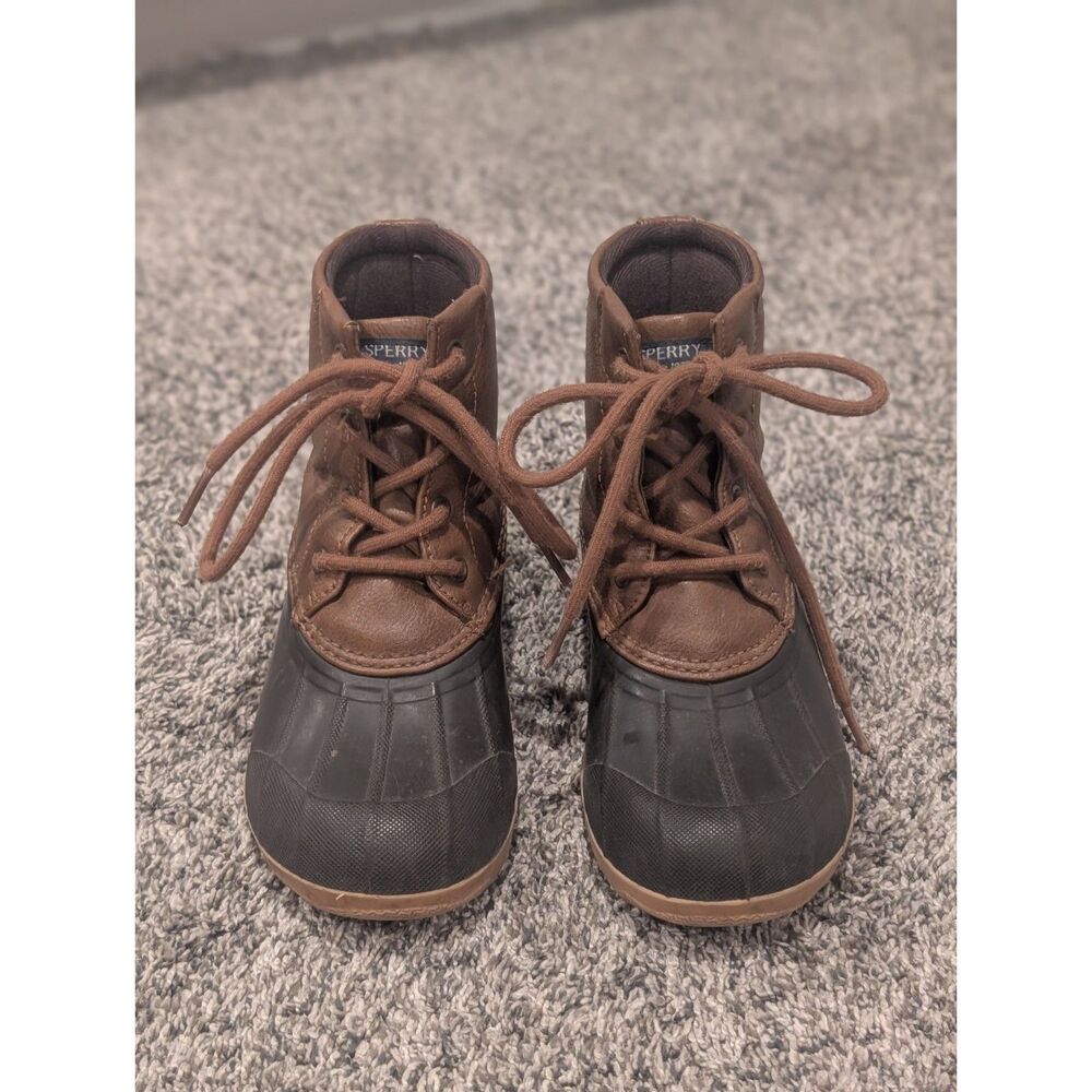Sperry Kids Duck Boots Size 13M Brown Leather Waterproof Fleece Lined Winter